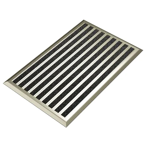 WEST & EAST Fußmatte außen mit goldenem Aluminiumrand 50 x 80 cm, Aluminium Fußmatten, Fußabtreter außen, Schmutzfangmatte Außenbereich, Fussmatte Aussenbereich, Türmatte außen
