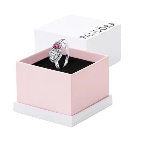 PANDORA Damen Silber-Ring Halo Herzen 193662C01-50 - Eleganter Damenring aus Silber mit funkelnden Zirkonia, perfekt für besondere Anlässe und als Geschenk für Liebhaberinnen von zeitlosem Schmuck.