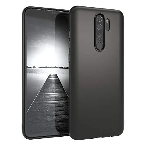 EAZY CASE Handyhülle Silikon mit Kameraschutz kompatibel mit Xiaomi Redmi Note 8 Pro in Schwarz Matt, Ultra dünn, Slimcover, Silikonhülle, Hülle, Softcase, Backcover
