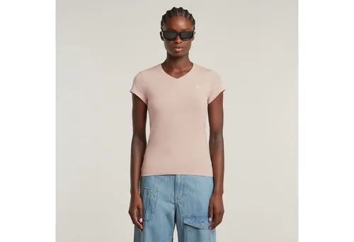 G-STAR Eyben Slim V-Neck Top 2.0 - Stylisches Damen T-Shirt mit geripptem V-Ausschnitt und G-Star RAW Stickerei auf der Brust für einen originellen Look und bequeme Passform.