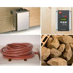 Weka Saunaofen-Set 4, 3-teilig, Silber - Ideal für Wellness zu Hause - Saunaöfen mit individueller Temperaturwahl von 30 bis 110°C, inkl. Anschlusskabel, Montagematerial und digitalem Steuergerät für entspannende Saunastunden.