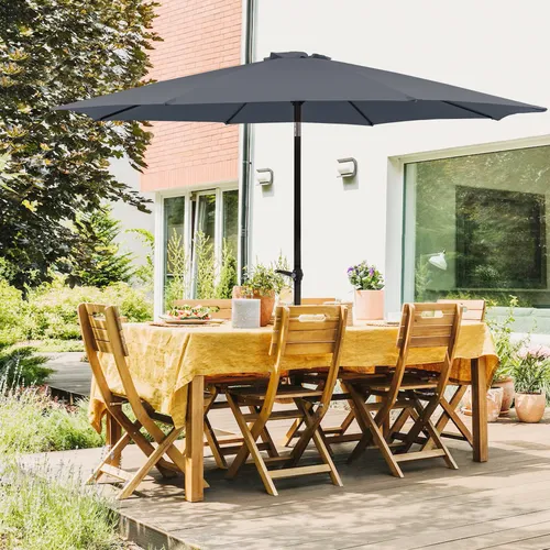 Sonnenschirm Marktschirm Gartenschirm Terrassenschirm mit Kurbel 2.7 M - Hochwertiger Marktschirm mit 2.7m Durchmesser, ideal für Garten und Terrasse, einfach zu bedienen dank praktischer Kurbelmechanik.