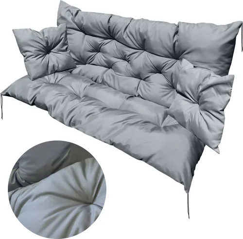 Kissen für Hollywoodschaukel Set 100x60x50 Sitzkissen Bankkissen Gartenkissen Bankauflage für Gartenbank Grau