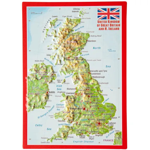 Georelief 3D Reliefpostkarte Großbritannien - Postkarten mit einzigartigem 3D-Design, bieten völlig neue Perspektiven und sind perfekte Geschenke oder Sammlerstücke.