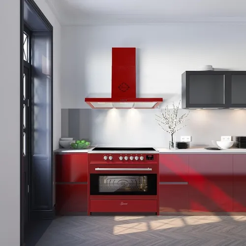 GURARI Induktions-Standherd E 913 R mit Dunstabzugshaube 90 cm