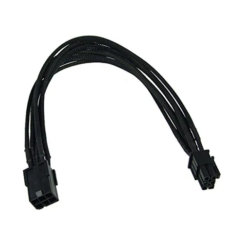 Phobya 6Pin Netzteil Verlängerung Einzel Sleeving 30cm - Schwarz Kabel Lüfterkabel und Adapter