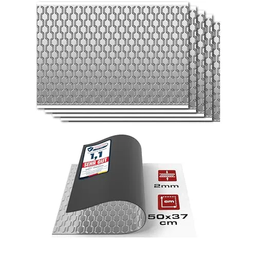 Haskyy 2mm Alubutyl Platten 1,11m² 500x370mm 6x Anti Dröhn Dämmmatte selbstklebend Auto Dämmung