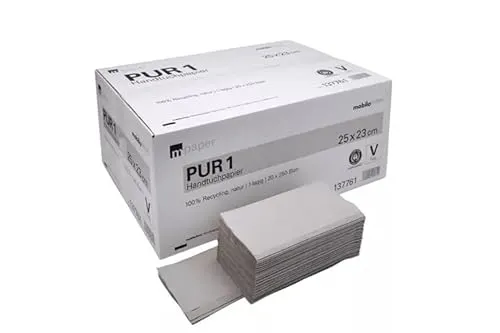 CleanClub Pur Handtuchpapier – 1-lagig, V-/ZZ-Falz, 25×23 cm, 36 g/m², 5.000 Blatt/Karton