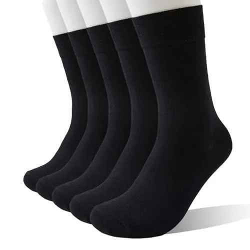 Wamicu Herren Socken Schwarz 5er Pack – Dünne Baumwollsocken Atmungsaktiv