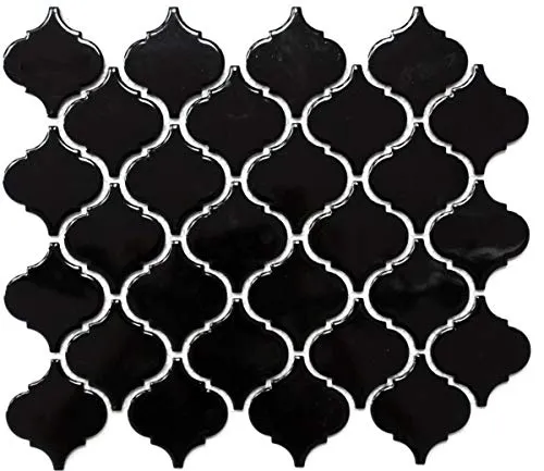 Florentiner Retro Vintage Mosaik Fliese Keramik schwarz glänzend Wandverblender Bad Küche - MOS13-2BG