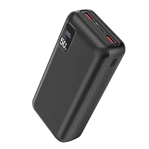 PowerBank 50000mAh große kapazität, 22,5W Powerbank PD20W Schnell Aufladende Externer Handyakku USB C mit LED Display 3 Ausgängen & 2 Eingängen Tragbares Ladegerät für iPhone16 15 14 13 12 Pro Max