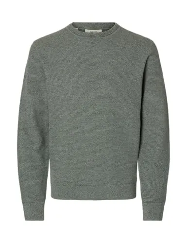SELECTED MEN Slhross Ls Knit Structure Crew Neck Noos