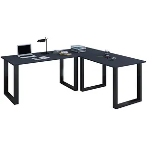 VCM my office Lona Schreibtisch anthrazit U-Fuß-Gestell schwarz 190 x 50 cm - Kinderschreibtisch mit kratzfester Melaminharzbeschichtung, pflegeleicht und langlebig – ideal für einen funktionalen und stilvollen Arbeitsplatz.