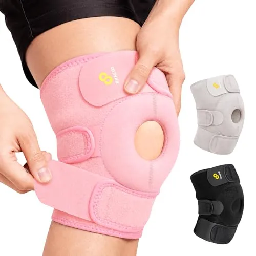 Bracoo Kniebandage Männer Damen, Bandage Knie, Sport Kniestütze mit Ringförmige Patella-Stütze, Knie Schmerzen Bandage für Training, Laufen, Arthritis, Gelenkentzündung, KS10, Rosa