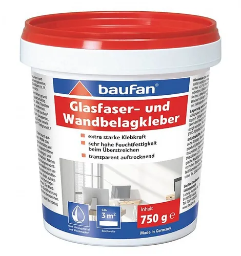 baufan? Glasfaser- und Wandbelagskleber 750 g extra starke Klebkraft transparent