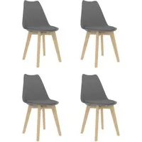 vidaXL Esszimmerstühle 4 Stk. Grau Kunststoff - Esszimmerstühle mit ergonomischem Design und Kunstlederpolster für hohen Komfort, ideal für Küche und Esszimmer. Robuste Massivholzbeine sorgen für Langlebigkeit.