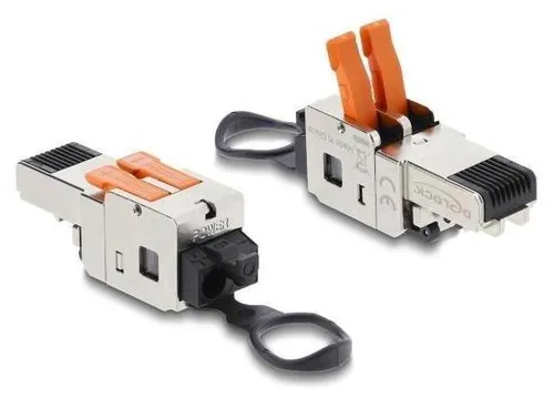 Delock RJ45 Stecker mit Klemmverschluss 2 Pin +/- werkzeugfrei - composite power connector