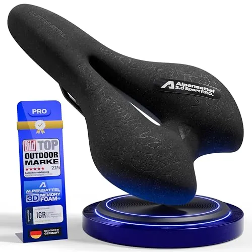 ALPENSATTEL® Ergonomischer Fahrradsattel Sport PRO mit 3D Memory Foam