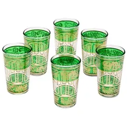 6x Orient Teeglas Lamia Grün - 6er SET in gold von Marrakesch Orient & Mediterran Interior