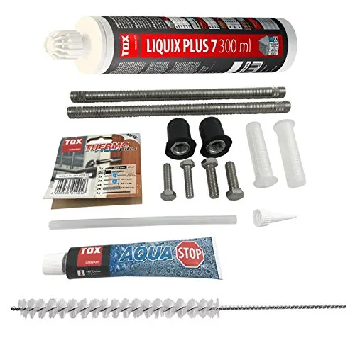 TOX Schwerlast Befestigungsset Abstandsmontagesystem Thermo Proof Plus 2 x M16 A4 mit mit Aqua-Stop + Verbundmörtel Liquix Plus 7 + Zylinderbürste