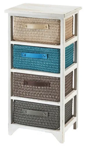 Kobolo Regal Holzregal white washed mit 4 Schubfächer von Kobolo