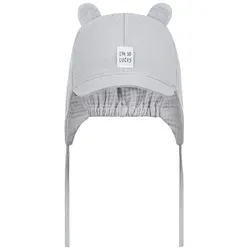 Smarilla Erstlingsmütze Bindemütze Schirmmütze Babymütze Musselin grau 42/44