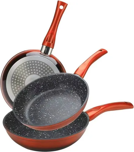Cheffinger Bratpfanne 3tlg Pfannenset Induktion - 3-teiliges Pfannenset mit antihaftender Marmorbeschichtung, ideal für alle Herdarten inklusive Induktion. Robust, hygienisch und spülmaschinenfest für müheloses Kochen.