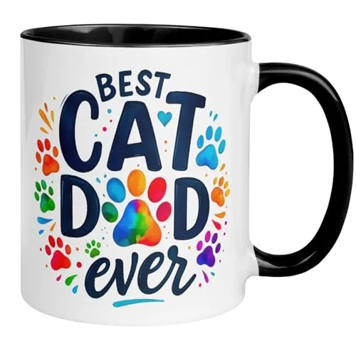 Tasse Katze | Best Cat Dad Ever | Lustiger Katzen Geschenk Becher für Katzenpapa