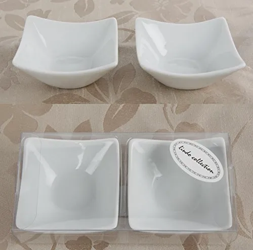 Porzellan Dip Schale, eckig (4er Set) - Dipschalen, für Kräuterbutter, Oliven Schale, Snacks