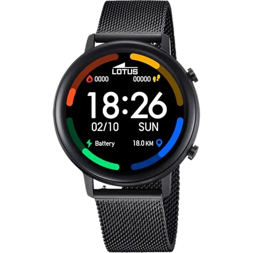 Lotus Smartwatch Sportuhr Edelstahlband schwarz 50043/1 - Smartwatch mit Edelstahlband, ideal für Sportler: Herzfrequenzmessung, Schrittzähler, APP-Benachrichtigungen und Schlafüberwachung.