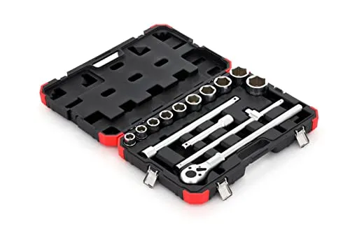 Gedore red Steckschlüsselsatz 14-teilig - Umschaltknarre, hochwertige Ganzstahl-Ausführung für präzise Schraubarbeiten in Werkstatt und Handwerk