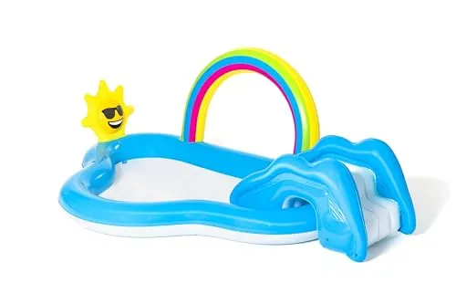 Bestway Wasserspielcenter Rainbow n Shine - 257 x 145 x 91 cm, mit Rutsche und Wassersprinkler für unvergesslichen Badespaß