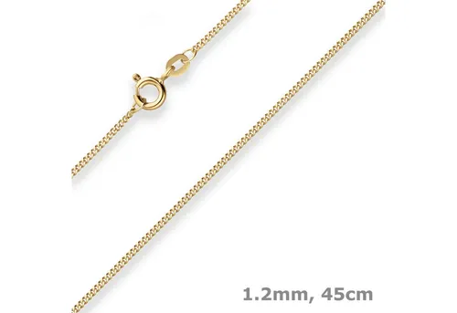 Schmuck Krone Goldkette 1,2mm Panzerkette aus 375 Gelbgold 45cm, Gold 375