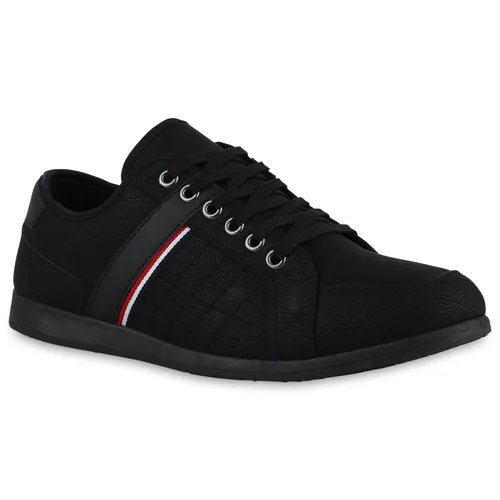 VAN HILL Herren Sneaker Low - Bequeme Schnürer in Schwarz, Größe 41 - Sneaker für Herren aus Kunstleder, ideal für Frühling bis Herbst. Bequeme Schnürer mit flachem Absatz und runder Schuhspitze für optimalen Tragekomfort.