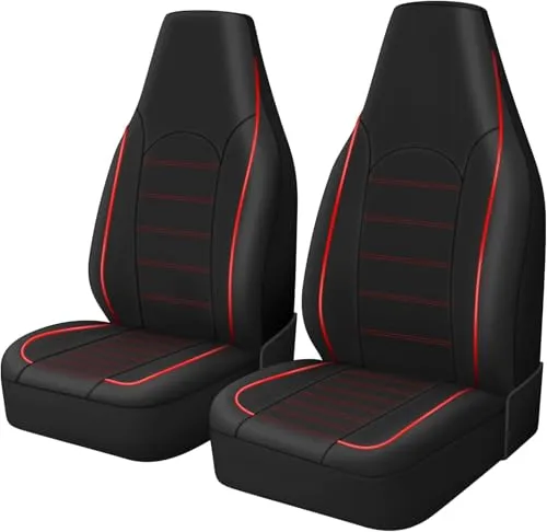 TOYOUN Classic Auto Vordersitzbezüge Highback Schwarz Rot