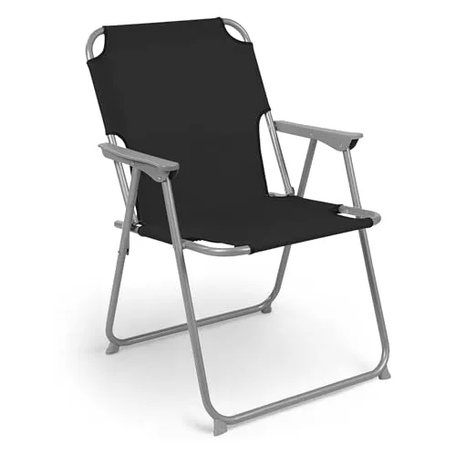 Spetebo Piccolo Campingstuhl - schwarz - klassischer Gartenstuhl zum Zusammenklappen - Camping Garten Angel Stand Falt Klapp Stuhl