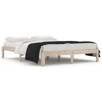vidaXL Massivholzbett 150x200 cm - Beige - Hochwertiges Bett aus massivem Holz, ideal für eine natürliche Schlafumgebung, sorgt für Stabilität und Langlebigkeit.