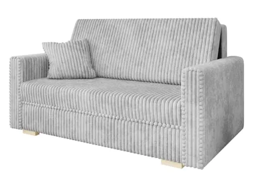 Mirjan24 Sofa Viva Piano III mit Schlaffunktion, Bettsofa, 3 Sitzer Polstersofa mit Bettkasten inkl. Kissen, L:153 x B:98 x H:85 cm, Sofagarnitur, Schlafsofa Wohnlandschaft (Tilia 86)