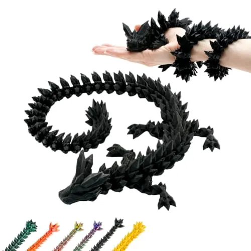 KAHAUS 3D Drachenskulptur – 60 cm dekorative Schwarze Sammlerfigur mit verstellbarem Dekorelement (14+)