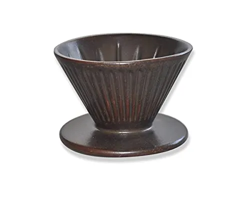 globe faith Keramik Pour Over Kaffee Tropfer, Töpferkegelfilter Handtropfkaffeemaschine, wiederverwendbares Porzellan Home Filter Kaffeebrauer, Steinzeug V60 Clever Pourover Größe 02 (Rustic Chocolate
