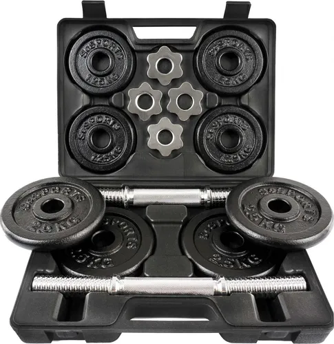 ScSPORTS® Kurzhantelset 20kg mit Koffer - Kurzhanteln für Fitness & Training, 20 kg, mit Gewichten bestückbar und praktischem Koffer für einfachen Transport.