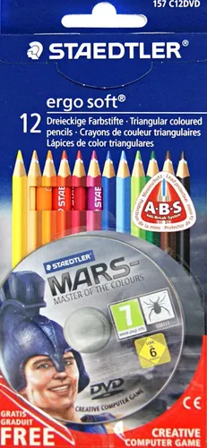 Staedtler Farbstifte Buntstifte 12-er-Set mit Namensfeld Dreikant Ergosoft Grip