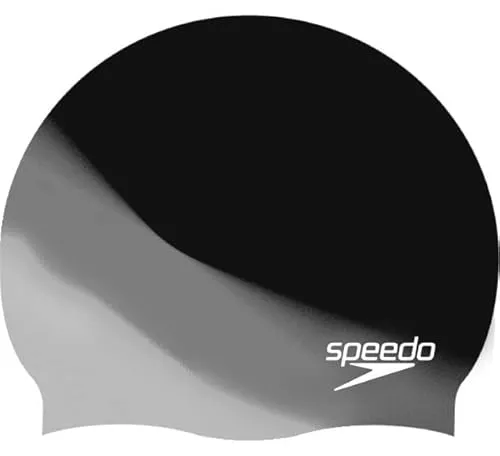 Badekappe für Schwimmbad aus Silikon, Digitaldruck, Schwarz und Grau