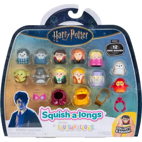 Squish-a-longs SQAL0108 - Harry Potter 12er Pack mit Accessoires - Entdecke die magische Welt mit 12 Mini-Squish-Figuren aus „Harry Potter“, inklusive 4 Accessoires und einem praktischen Ring zum Mitnehmen. Ideal zum Sammeln, Tauschen und Spielen!