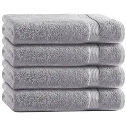TRENDBUY24 Handtuch Set Handtücher Duschtücher Gästetücher Baumwolle Frottee Premium 4er Set, 100% Baumwolle (4-St), Duschtuch silberfarben 50 cm x 100 cm