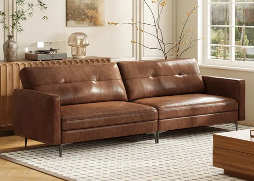 oleyluckidea Big-Sofa Vintage couch 3 sitzer aus Kunstleder küchensofa Braun, Set