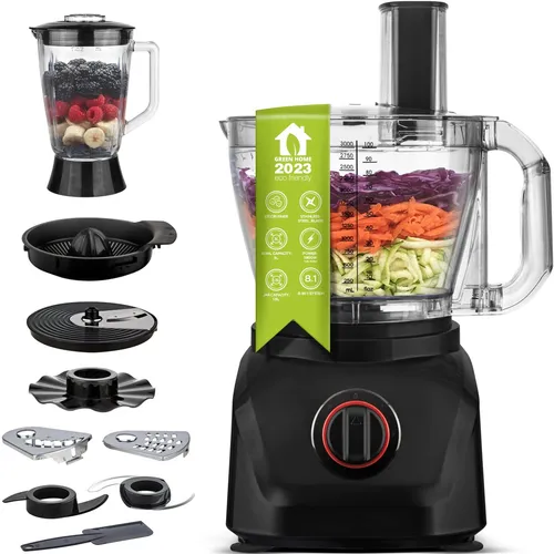 TurboTronic Küchenmaschine 1900W - Universalküchenmaschine mit 8-in-1-Funktion, leistungsstarkem 1900W Motor und 3L Schüssel für effizientes Kochen und Backen.