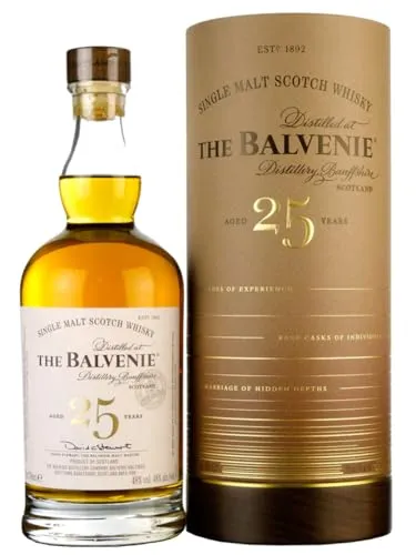 Balvenie 25 Jahre Whisky 0,7l, 48% Vol. - Exklusiver 25 Jahre alter Whisky, handwerklich hergestellt mit komplexen Aromen, perfekt für Kenner und Sammler.