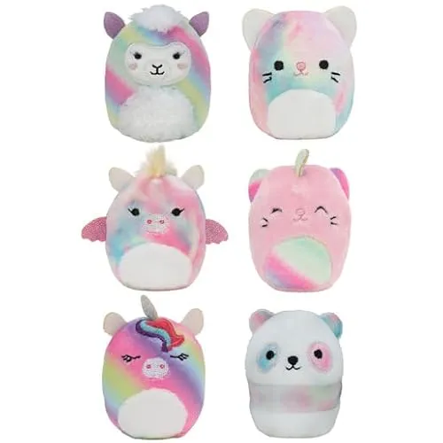 Squishville SQM0066-6er Pack Regenbogen Squad, superweiche Mini-Squishmallows, 5cm Plüschfiguren