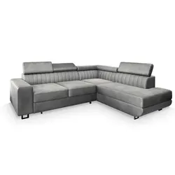 Masseno Ecksofa NOLA R-S mit Schlaffunktion - Ecksofa mit Bettkasten und modernem Design, ideal für Gästeübernachtungen und bietet zusätzlichen Stauraum für ein aufgeräumtes Wohnzimmer.